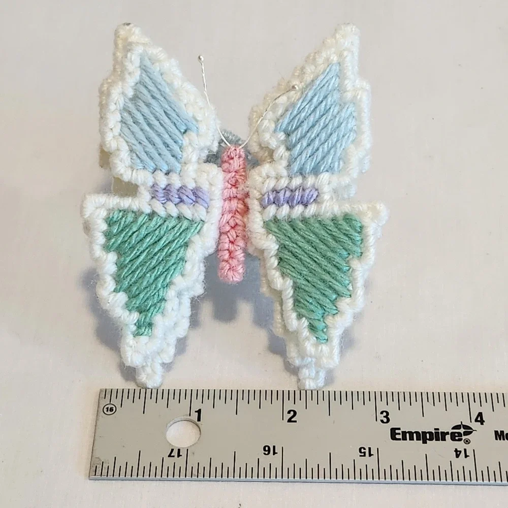 Handmade Plastic Canvas‎ Butterfly Napkin Rings Pastel Set of 4 Spring Easter